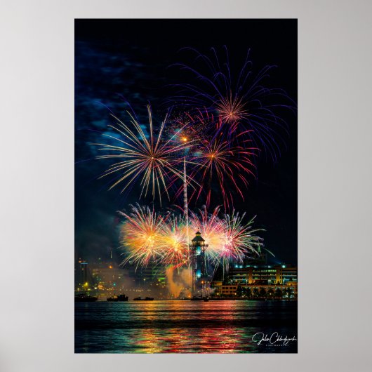 Magie in de Nacht — Erie's Hemel in Lichtervlam Poster (Voorkant)