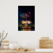 Magie in de Nacht — Erie's Hemel in Lichtervlam Poster (Keuken)