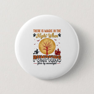 Magie in de Nacht Halloween Pompoenen Vintage Ontw Ronde Button 5,7 Cm