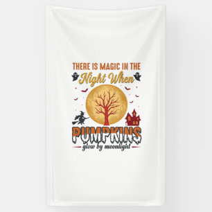 Magie in de Nacht Halloween Pompoenen Vintage Ontw Spandoek