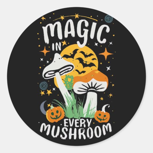 Magie in elke paddenstoel! ronde sticker (Voorkant)