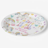 Magie is rondom pastel eenhoorn verjaardag papieren bordje (Gekanteld)