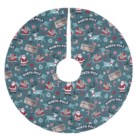 Magie op de Noordpool — Kerstman & rendier Kerstsp Kerstboom Rok (Voorkant)