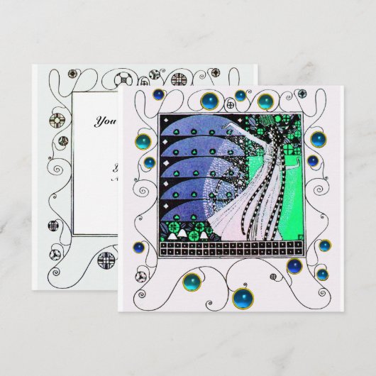 MAGIE VAN DE LENTE helder aqua blauw teal zwart Kaart (Voorkant / Achterkant)