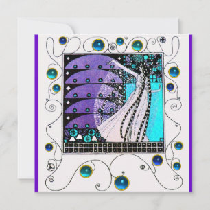 MAGIE VAN DE LENTE, helder paars zwart aqua blauw Kaart