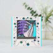 MAGIE VAN DE LENTE,helder paars zwart aqua blauw Kaart (Staand voorkant)