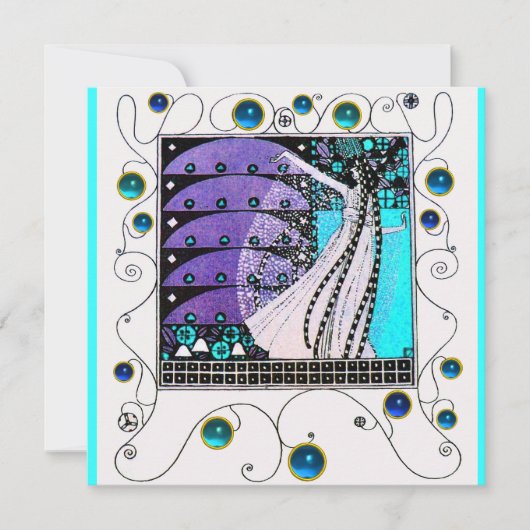 MAGIE VAN DE LENTE,helder paars zwart aqua blauw Kaart (Voorkant)