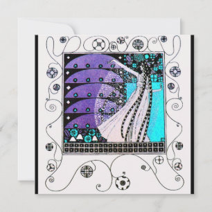 MAGIE VAN DE LENTE,helder paars zwart aqua blauw Kaart