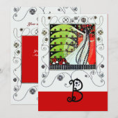 MAGIE VAN DE LENTE, helder rood zwart wit groen Kaart (Voorkant / Achterkant)