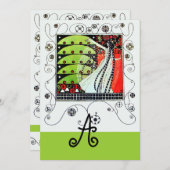 MAGIE VAN DE LENTE, helder rood zwart wit groen Kaart (Voorkant / Achterkant)