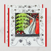 MAGIE VAN DE LENTE, helder rood zwart wit groen Kaart (Voorkant / Achterkant)