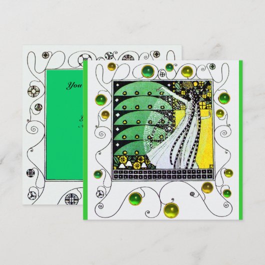MAGIE VAN DE LENTE heldergroen wit geel Kaart (Voorkant / Achterkant)