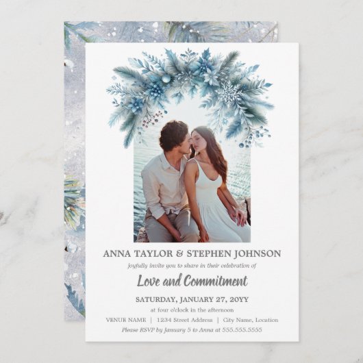 Magie van de Winter Photo Commitment Ceremony Kaart (Voorkant / Achterkant)