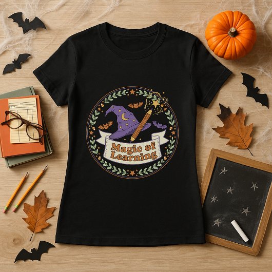 Magie van het leren van de leraar Halloween Wizard T-shirt