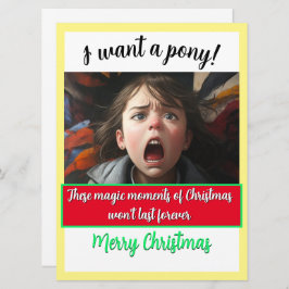 Magie van Kerstmis IK WIL EEN PONY! Feestdagenkaart