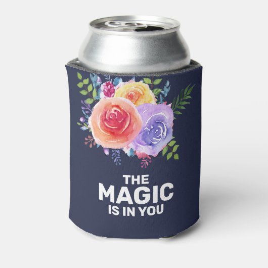 Magie zit in je Inspirerend Floral Design Blikjeskoeler (Blikje Achterkant)