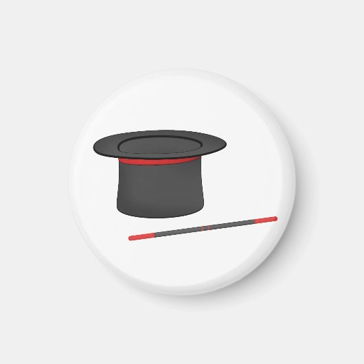 Magiër hoge hoed en toverstaf magneet (Voorkant)