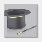 Magiër hoge hoed en toverstaf magneet (Voorkant)