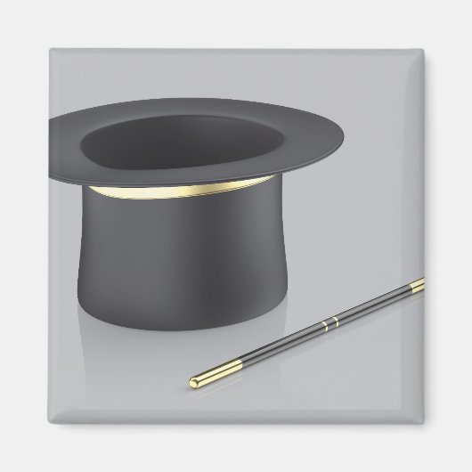 Magiër hoge hoed en toverstaf magneet (Voorkant)