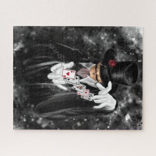 Magiër met speelkaarten Jigsaw Puzzel (Horizontaal)