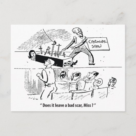 Magiër op het toneel, Humor, Vintage Briefkaart (Voorkant)