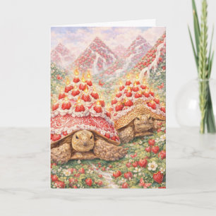 Magisch aardbei land met verjaardagstaart schildpa kaart