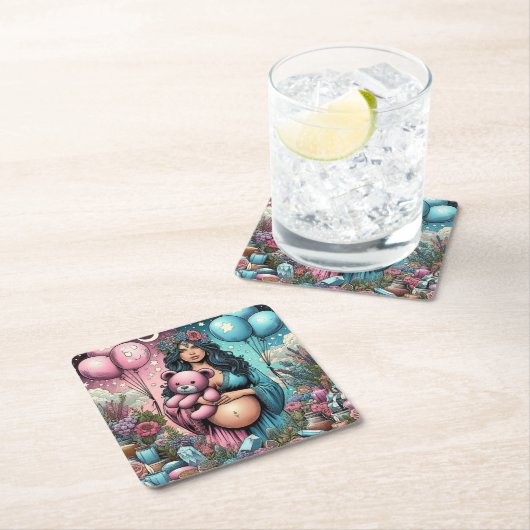 Magisch Baby shower | genderonthulling Kartonnen Onderzetters (Insitu)