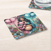 Magisch Baby shower | genderonthulling Kartonnen Onderzetters (Schuin)