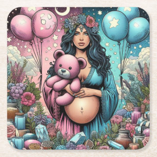 Magisch Baby shower genderonthulling Kartonnen Onderzetters