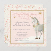 Magisch Baby shower Unicorn Cloud Star Boho Floral Kaart (Voorkant / Achterkant)
