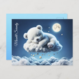 Magisch beer dromerige nacht pastel blauwe kunst briefkaart