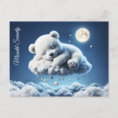 Magisch beer dromerige nacht pastel blauwe kunst briefkaart (Voorkant)