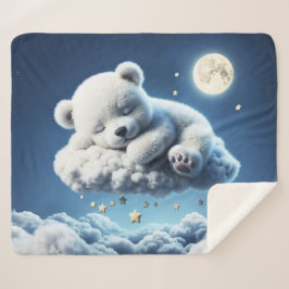 Magisch beer dromerige nacht pastel blauwe kunst sherpa deken