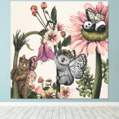 Magisch Beer feeën botanische kunst aan de muur Pr Canvas Afdruk (Insitu (Houten vloer))