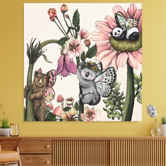 Magisch Beer feeën botanische kunst aan de muur Pr Canvas Afdruk (Insitu (Woonkamer))