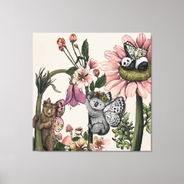 Magisch Beer feeën botanische kunst aan de muur Pr Canvas Afdruk