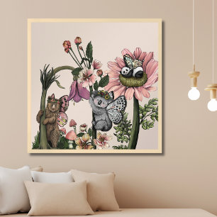 Magisch Beer feeën botanische kunst aan de muur Pr Poster