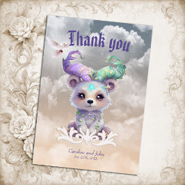 Magisch beren welp in pastel glitter. bedankkaart