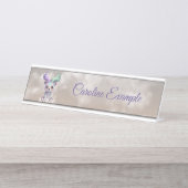 Magisch beren welp in pastel glitter. bureau naambordje (Voorkant)