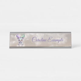 Magisch beren welp in pastel glitter. bureau naambordje