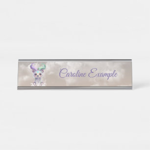 Magisch beren welp in pastel glitter. bureau naambordje