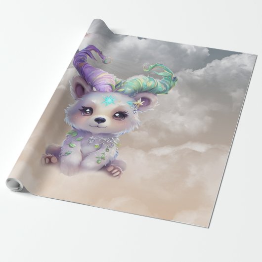 Magisch beren welp in pastel glitter. cadeaupapier (Uitgerold)