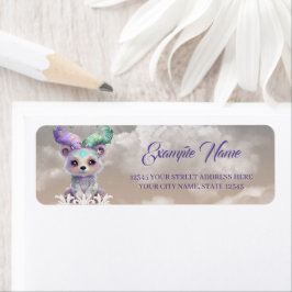 Magisch beren welp in pastel glitter. etiket