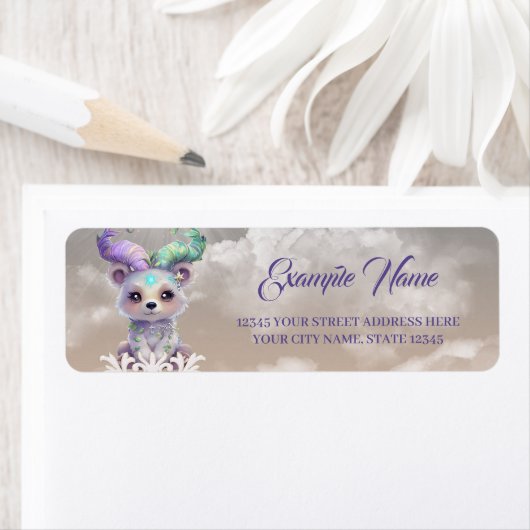 Magisch beren welp in pastel glitter. etiket (Insitu)