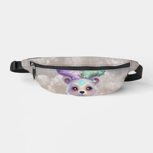 Magisch beren welp in pastel glitter. heuptasje (Voorkant)