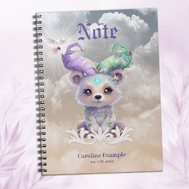 Magisch beren welp in pastel glitter. notitieboek