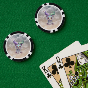 Magisch beren welp in pastel glitter. poker chips
