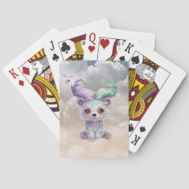 Magisch beren welp in pastel glitter. pokerkaarten