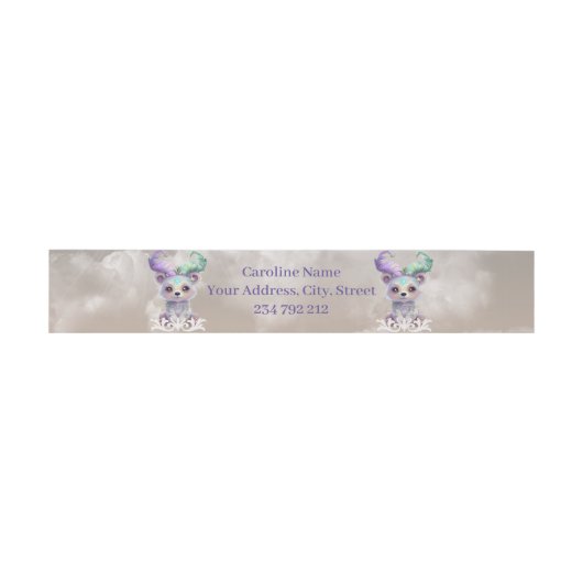 Magisch beren welp in pastel glitter. uitnodigingen wikkel (Vlak)