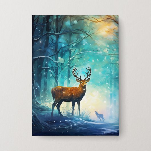 Magisch Besneeuwd Bos Kunst-82109 Button (Voorkant)